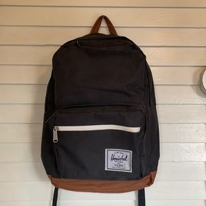 Herschel black / leather backpack
